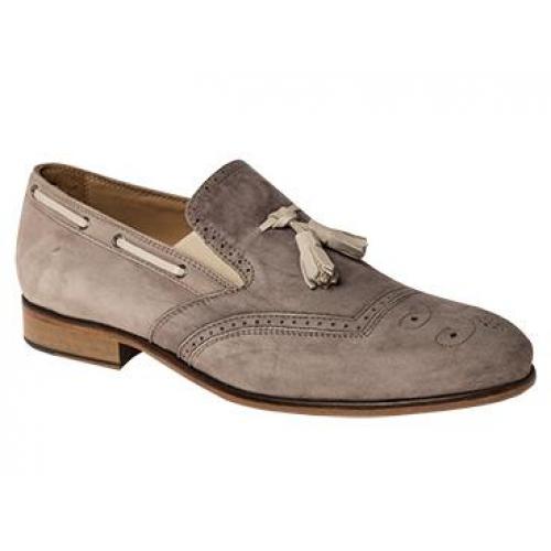 Bacco Bucci "Mancuso" Bone Genuine Old English Suede Loafer Shoes